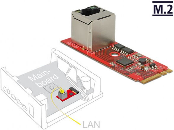 DeLock 62949 - Konverter M.2 Key A+E Stecker > 1 x RJ45 Gigabit LAN Port vertikal