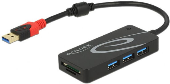 DeLock 62899 - Externer USB 3.1 Gen 1 Hub USB Typ-A > 3 x USB Typ-A + 2 Slot SD Card Reader