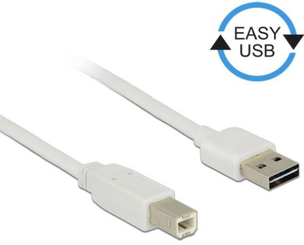 DeLock 83685 - Kabel EASY-USB 2.0 Typ-A Stecker > USB 2.0 Typ-B Stecker 0,5 m Weiss