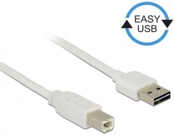 DeLock 83686 - Kabel EASY-USB 2.0 Typ-A Stecker > USB 2.0 Typ-B Stecker 1 m Weiss