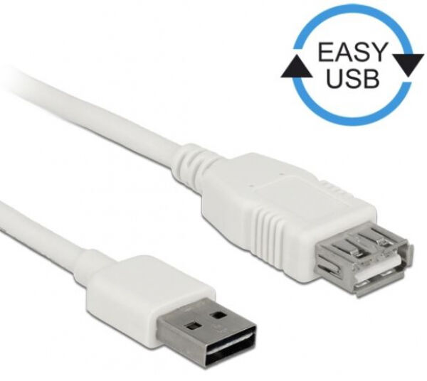 DeLock 85200 - Verlängerungskabel EASY-USB 2.0 Typ-A Stecker > USB 2.0 Typ-A Buchse Weiss 2m