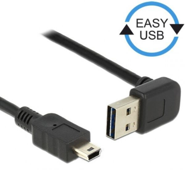DeLock 85184 - Kabel EASY-USB 2.0 Typ-A Stecker gewinkelt oben / unten > USB 2.0 Typ Mini-B Stecker 0,5 m