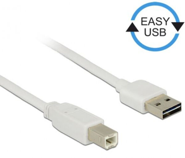 DeLock 85154 - Kabel EASY-USB 2.0 Typ-A Stecker > USB 2.0 Typ-B Stecker 3 m Weiss