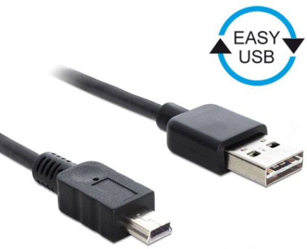 DeLock 85158 - Kabel EASY-USB 2.0 Typ-A Stecker > USB 2.0 Typ Mini-B Stecker 0,5 m schwarz