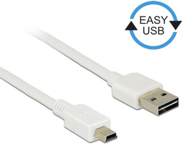 DeLock 85159 - Kabel EASY-USB 2.0 Typ-A Stecker > USB 2.0 Typ Mini-B Stecker 0,5 m Weiss