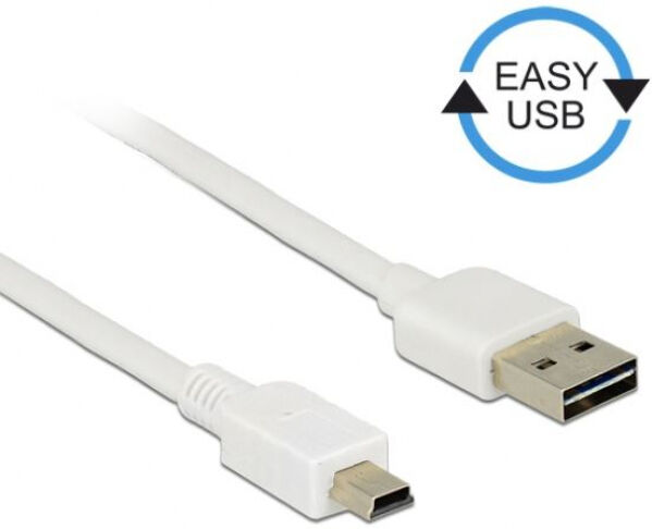 DeLock 85160 - Kabel EASY-USB 2.0 Typ-A Stecker > USB 2.0 Typ Mini-B Stecker 2 m Weiss