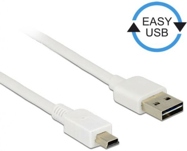 DeLock 85157 - Kabel EASY-USB 2.0 Typ-A Stecker > USB 2.0 Typ Mini-B Stecker 1 m Weiss