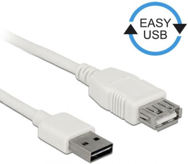 DeLock 85202 - Verlängerungskabel EASY-USB 2.0 Typ-A Stecker > USB 2.0 Typ-A Buchse Weiss 5 m