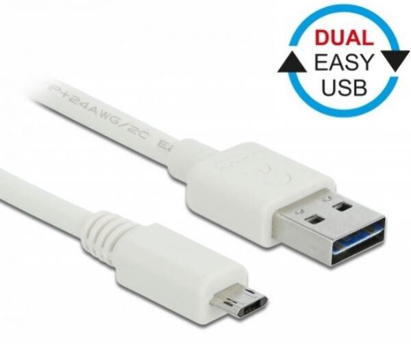 DeLock 85205 - Kabel EASY-USB 2.0 Typ-A Stecker > EASY-USB 2.0 Typ Micro-B Stecker 5 m Weiss