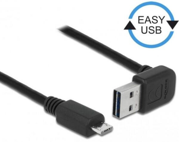 DeLock 85203 - Kabel EASY-USB 2.0 Typ-A Stecker gewinkelt oben / unten > USB 2.0 Typ Micro-B Stecker 0,5 m