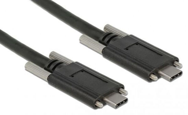 DeLock 83720 - USB 3.1 Gen 2 Kabel USB Type-C Stecker > USB Type-C Stecker mit Schraube seitlich 1 m schwarz