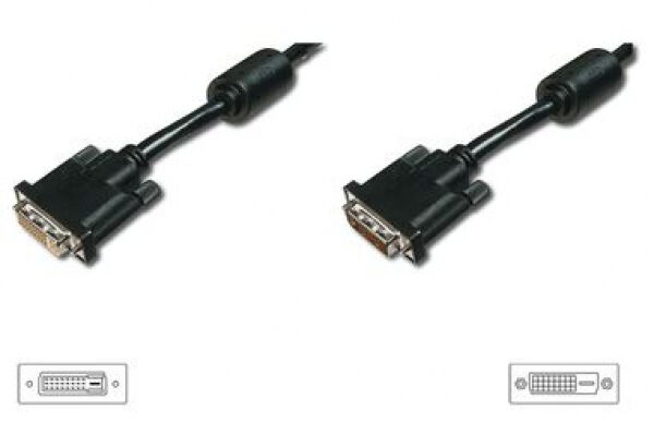 Digitus AK-320200-050-S- DVI Verlängerungskabel 24+1 Stecker/Buchse mit Ferrit - 5m