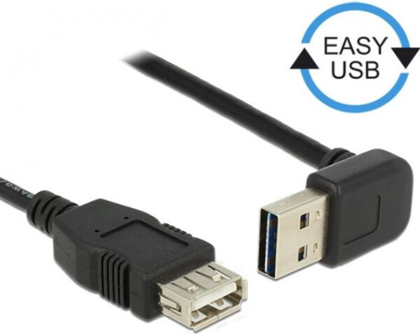DeLock 83547 - Verlängerungskabel EASY-USB 2.0 Typ-A Stecker gewinkelt oben / unten > USB 2.0 Typ-A Buchse 1 m
