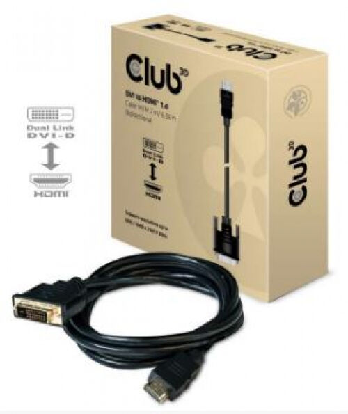 Club 3D CAC-1210 - DVI auf HDMI 1.4 Kabel oder umgekehrt / Bidirektional  / Stecker auf Stecker - 2m