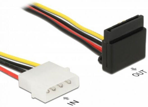 DeLock 85513 - Stromkabel SATA 15 Pin Buchse > 4 Pin Molex Stecker Metall 30 cm