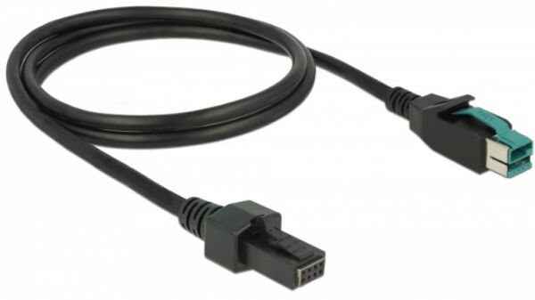 DeLock 85482 - PoweredUSB Kabel Stecker 12 V > 2 x 4 Pin Stecker 1 m für POS Drucker und Terminals