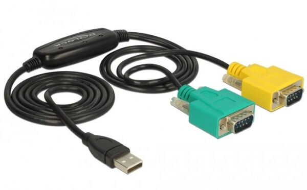DeLock 63466 - Adapter USB 2.0 Typ-A > 2 x Seriell DB9 RS-232