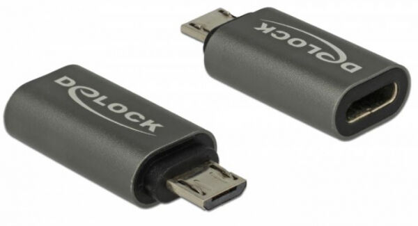 DeLock 65927 - Adapter USB 2.0 Micro-B Stecker zu USB Type-C 2.0 Buchse anthrazit
