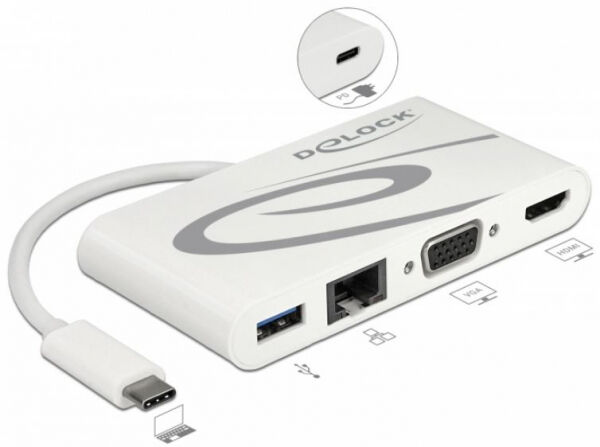 DeLock 87731 - USB Type-C 3.1 Dockingstation HDMI 4K 30 Hz + VGA + LAN + USB PD