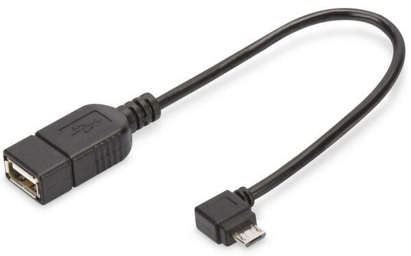 Digitus AK-300313-002-S - USB-Adapterkabel OTG / Typ mikro B - A St/Bu - 0.15m / rechts gewinkelt