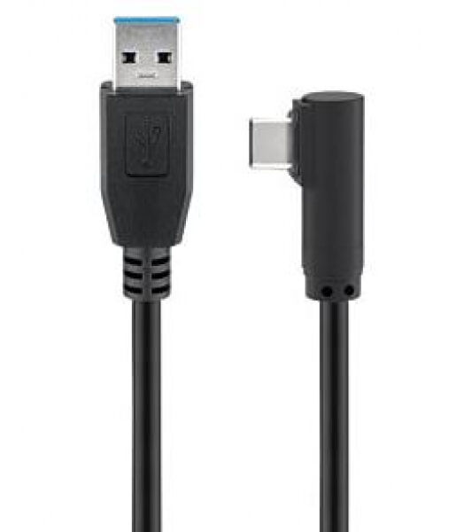 goobay 66502 - Kabel USB-A 3.0 Stecker > USB-C Stecker 90 grad gewinkelt - 1.5m