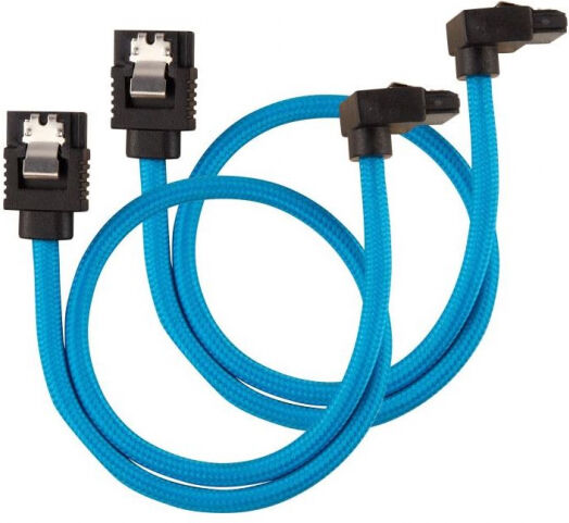 Corsair Premium Sleeved SATA-Kabel gewinkelt 30cm - blau