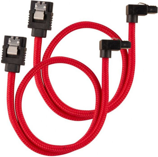 Corsair Premium Sleeved SATA-Kabel gewinkelt 30cm - rot