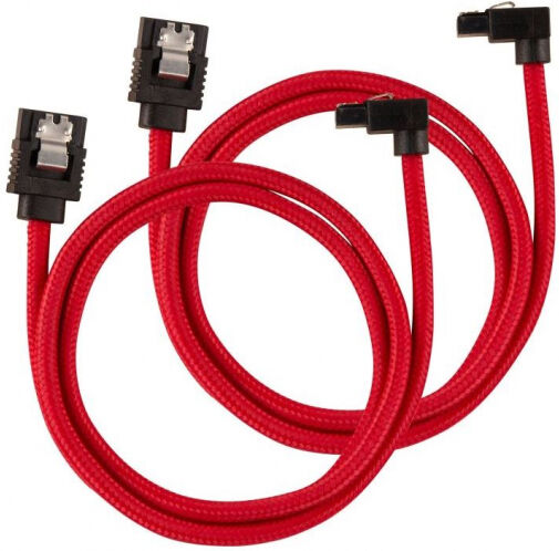 Corsair Premium Sleeved SATA-Kabel gewinkelt 60cm - rot