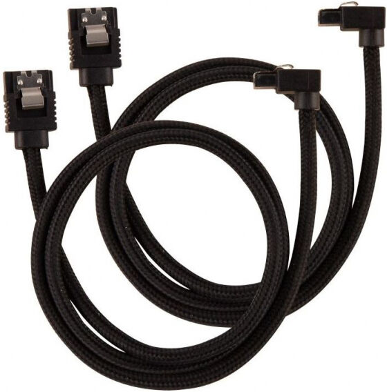 Corsair Premium Sleeved SATA-Kabel gewinkelt 60cm - schwarz