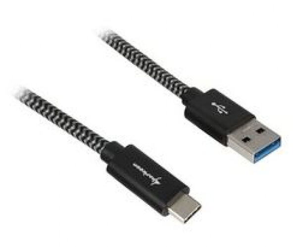 Sharkoon Kabel USB A 3.1 Stecker > USB-C Stecker (Alu + Braid) - Schwarz/Grau - 1m