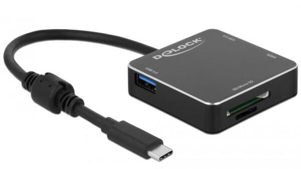 DeLock 64045 - 3 Port USB 3.1 Gen 1 Hub mit USB Type-C Anschluss und SD + Micro SD Slot