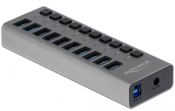 DeLock 63976 - Externer USB 3.0 Hub mit 10 Ports + Schalter