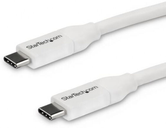 StarTech.com Startech USB2C5C4MW - USB-C auf USB-C Kabel mit 5A Power Delivery - St/St - Weiss - 4m - USB 2.0