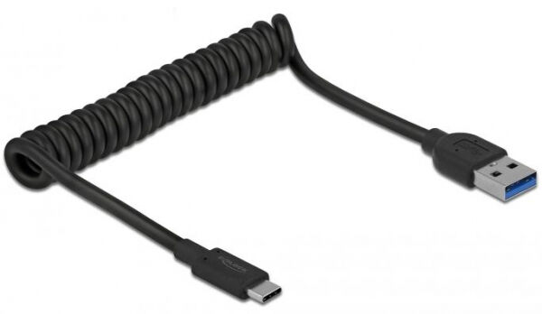 DeLock 85349 - USB 3.1 Gen 2 Spiralkabel Typ-A Stecker zu Typ-C Stecker - ca. 30 - 120 cm
