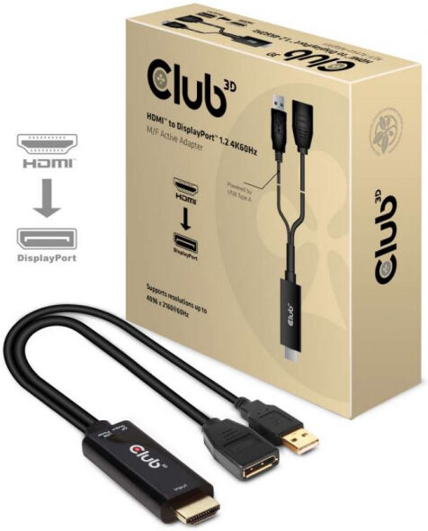 Club 3D CAC-1331 - HDMI 2.0 zu DisplayPort 1.2 4K60Hz M/F Active Adapter