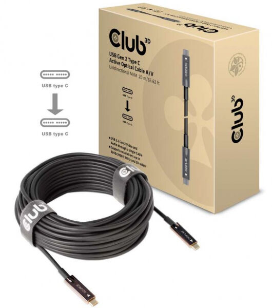 Club 3D CAC-1589 - USB Gen 2 Typ C Aktives Optisches A/V Unidirektional Kabel St/St - 20 m