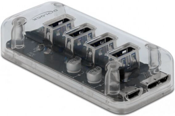 DeLock 64087 - Externer USB 3.0 Hub mit 4 Ports transparent