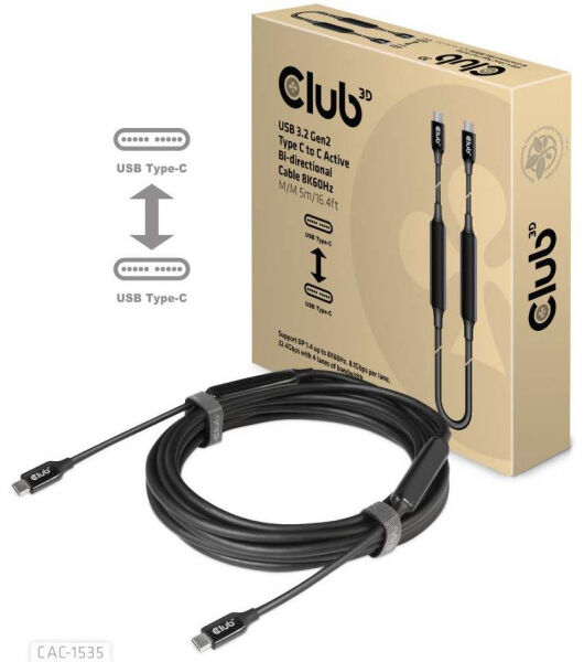Club 3D CAC-1535 - USB 3.2 Typ C Anschlusskabel<> Typ C aktiv - 5m