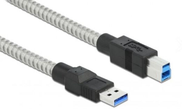 DeLock 86779 - USB 3.2 Gen 1 Kabel Typ-A Stecker zu Typ-B Stecker mit Metallmantel - 2m