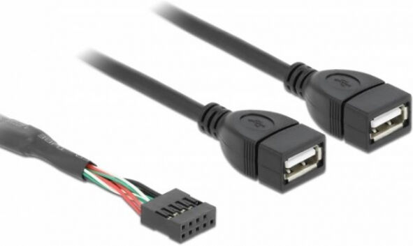 DeLock 83823 - USB Kabel Pin Header Buchse > 2 x USB 2.0 Typ-A Buchse 40 cm