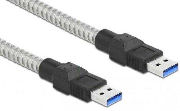 DeLock 86774 - USB 3.2 Gen 1 Kabel Typ-A Stecker zu Typ-A Stecker mit Metallmantel - 0.5m