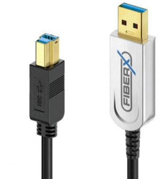PureLink USB3.1 Gen2 USB-A-B, 30m Schwarz 10Gbps Glasfaser für Daten,Kupfer für Strom