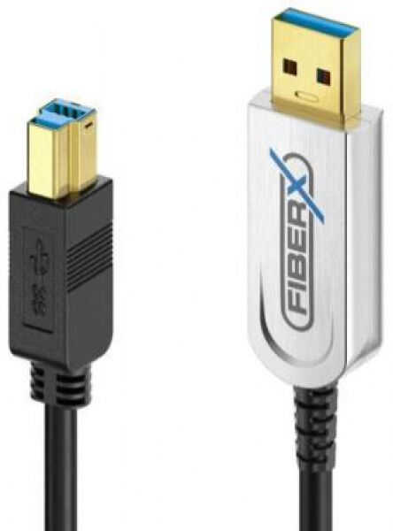 PureLink USB3.1 Gen2 USB-A-B, 15m Schwarz 10Gbps Glasfaser für Daten,Kupfer für Strom