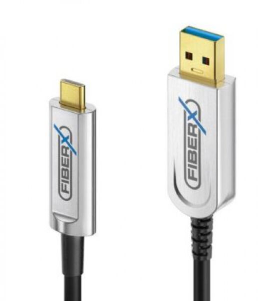 PureLink USB3.1 Gen2 USB-A-C, 30m Schwarz 10Gbps Glasfaser für Daten,Kupfer für Strom