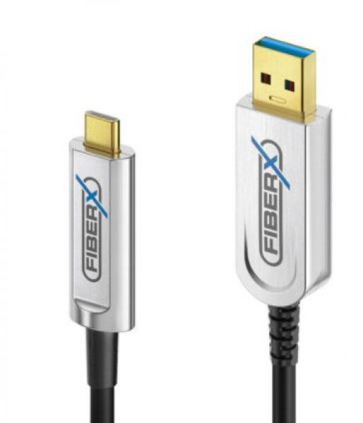 PureLink USB3.1 Gen2 USB-A-C, 10m Schwarz 10Gbps Glasfaser für Daten,Kupfer für Strom