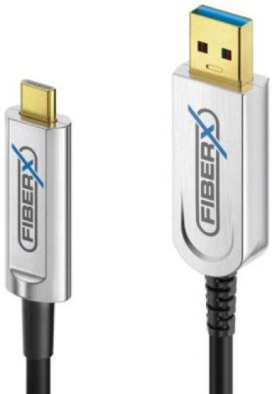 PureLink USB3.1 Gen2 USB-A-C, 5m Schwarz 10Gbps Glasfaser für Daten,Kupfer für Strom