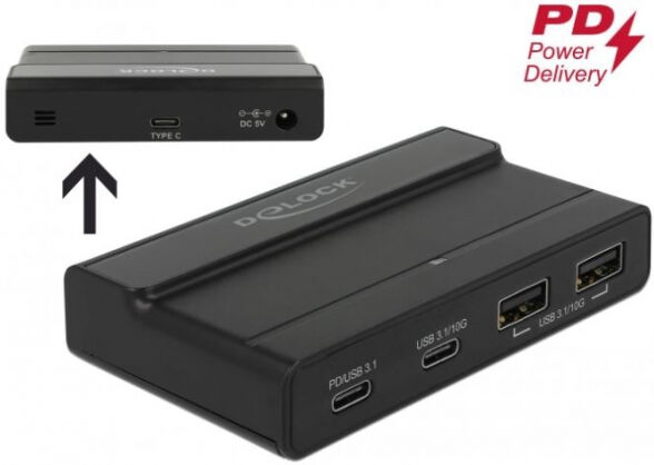 DeLock 64054 - Externer USB 3.1 2 Port Typ-A und 2 Port USB Type-C Hub mit 10 Gbps