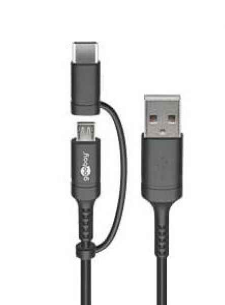 Goobay 71892 - Sync- & Ladekabel - USB-A -> micro B & USB-C Adapter - 1m