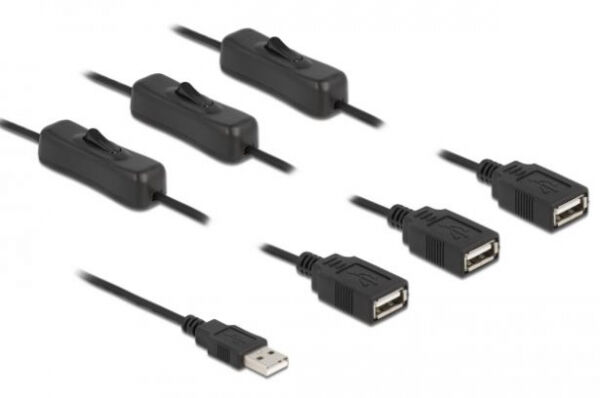 DeLock 86804 - Kabel USB Typ-A Stecker zu 3 x USB Typ-A Buchse mit Schalter - 1 m