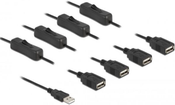 DeLock 86805 - Kabel USB Typ-A Stecker zu 4 x USB Typ-A Buchse mit Schalter - 1 m